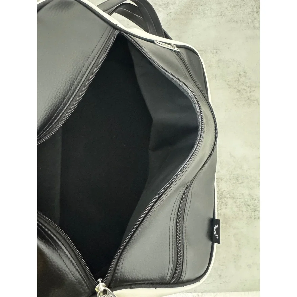 Jones Shoe Bag Unisex OS Black White Classic Golf Travel Zippered Faux Leather